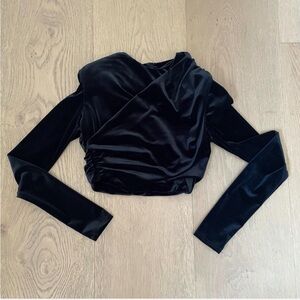 Elegant Black Velvet Wrap Top